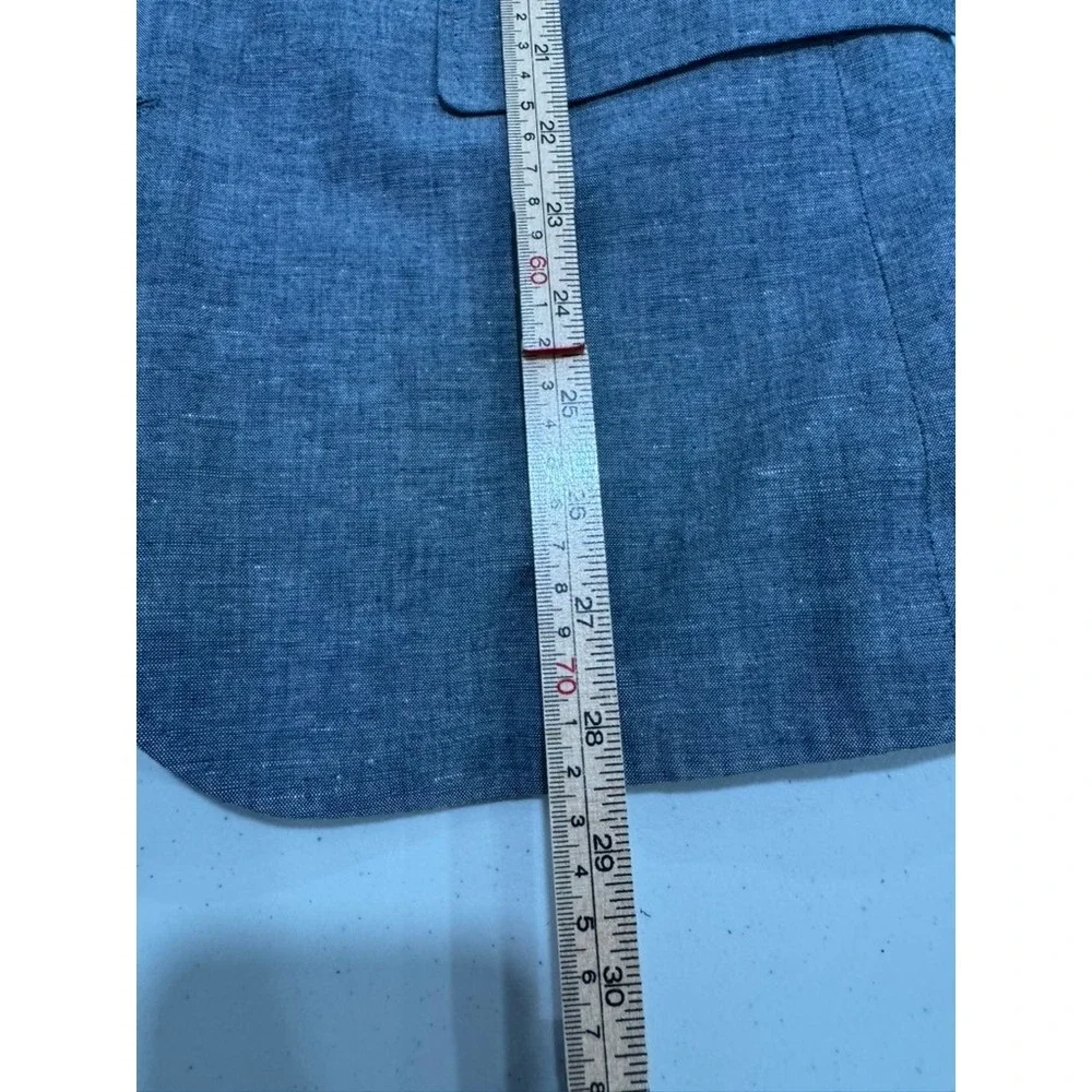 J. Crew Men Blue Linen Cotton Blend Two Button Blazer Sport Coat 38S